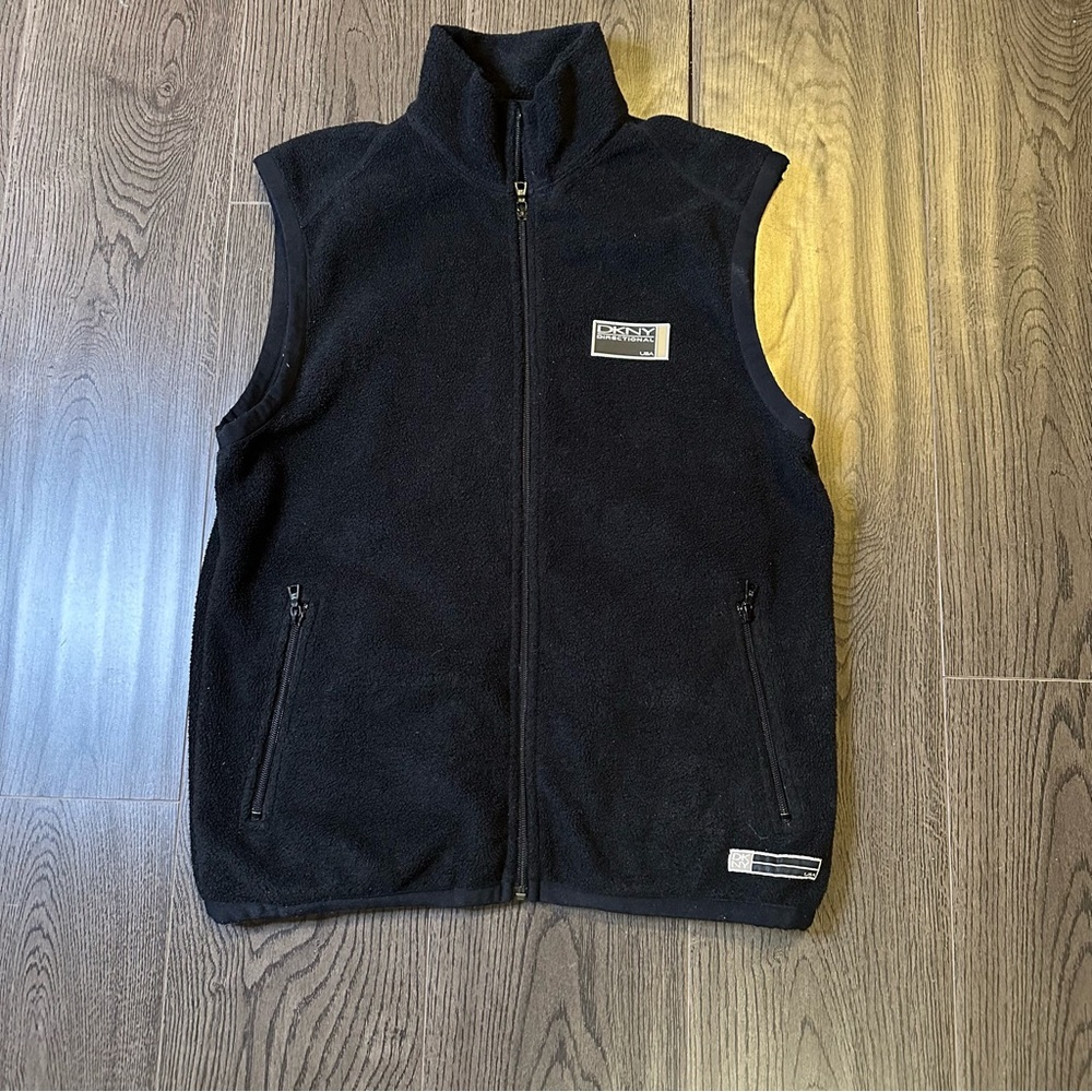 DKNY USA Black Fleece Vest – Women’s Size S – Vintage Donna Karan New York